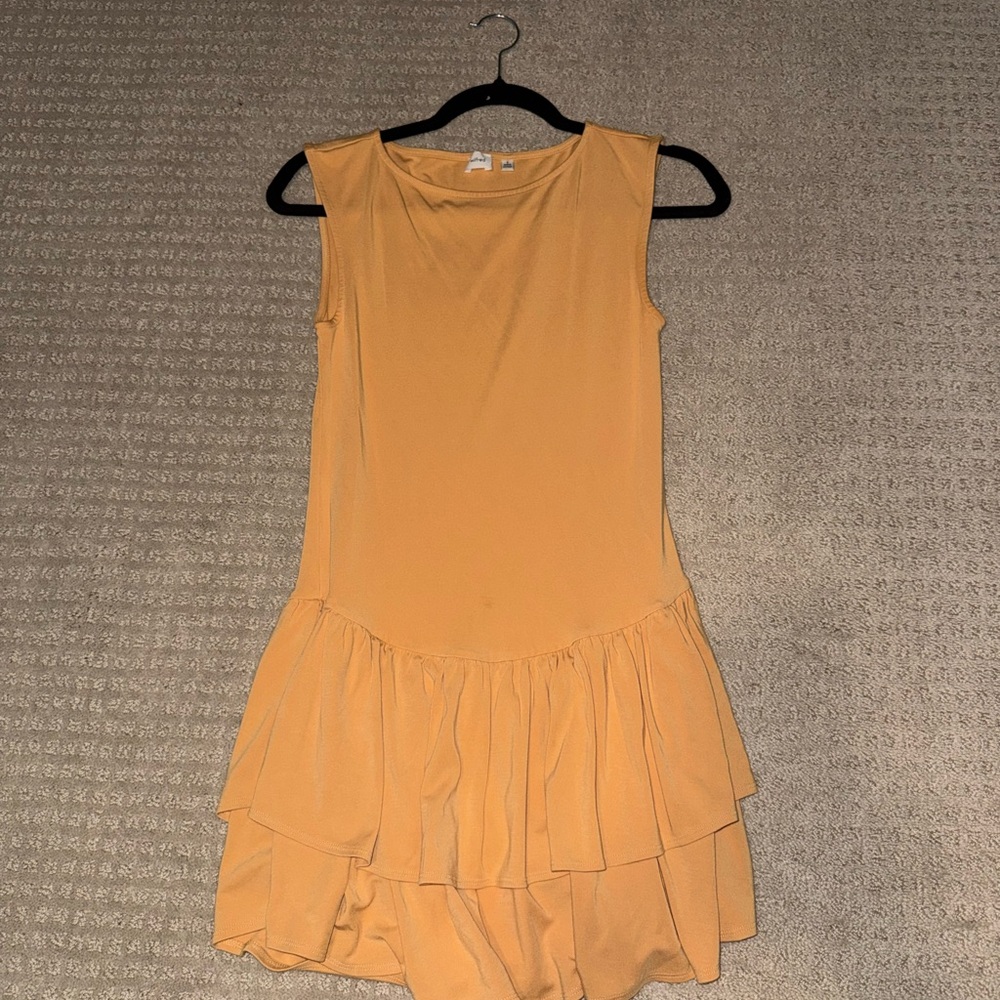 Wilfred Sleeveless Layered Mini Dress in Tan